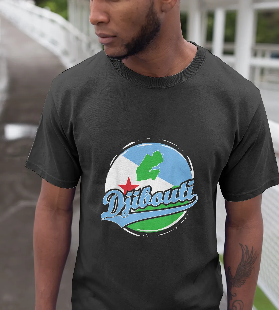 1sttheworld T-Shirt - Djibouti Cirle T-Shirt Black A35