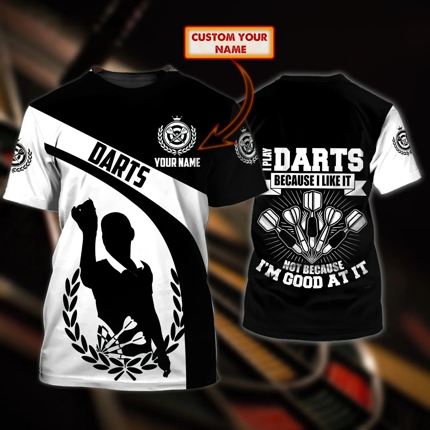 3D All Over Printed Dart Shirt For Men, Born To Play Dart T Shirt, Gifts For Darts Players, Dart Gift