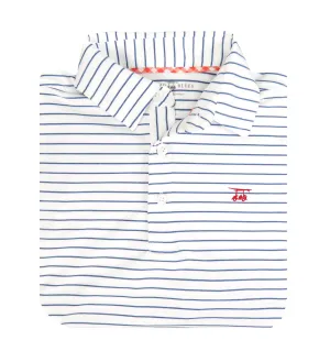 Albatross Polo - White w/ Heather Regatta Pinstripes