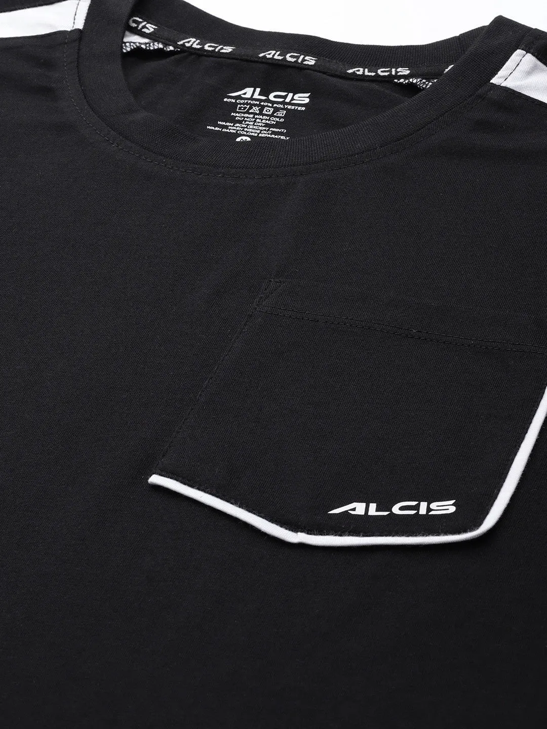 Alcis Men Black Pocket Detailing T-shirt