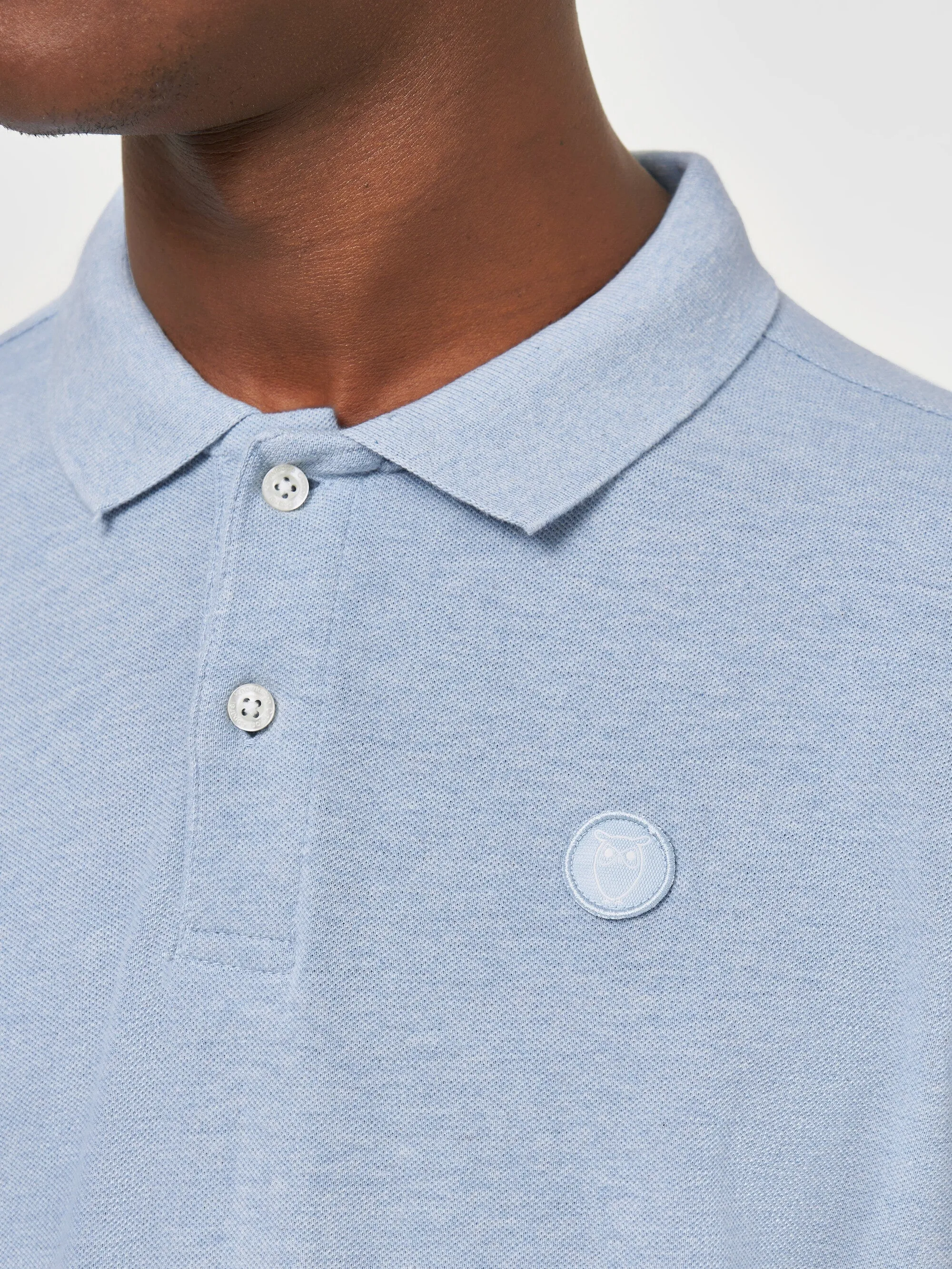 Basic badge polo - Sky way melange