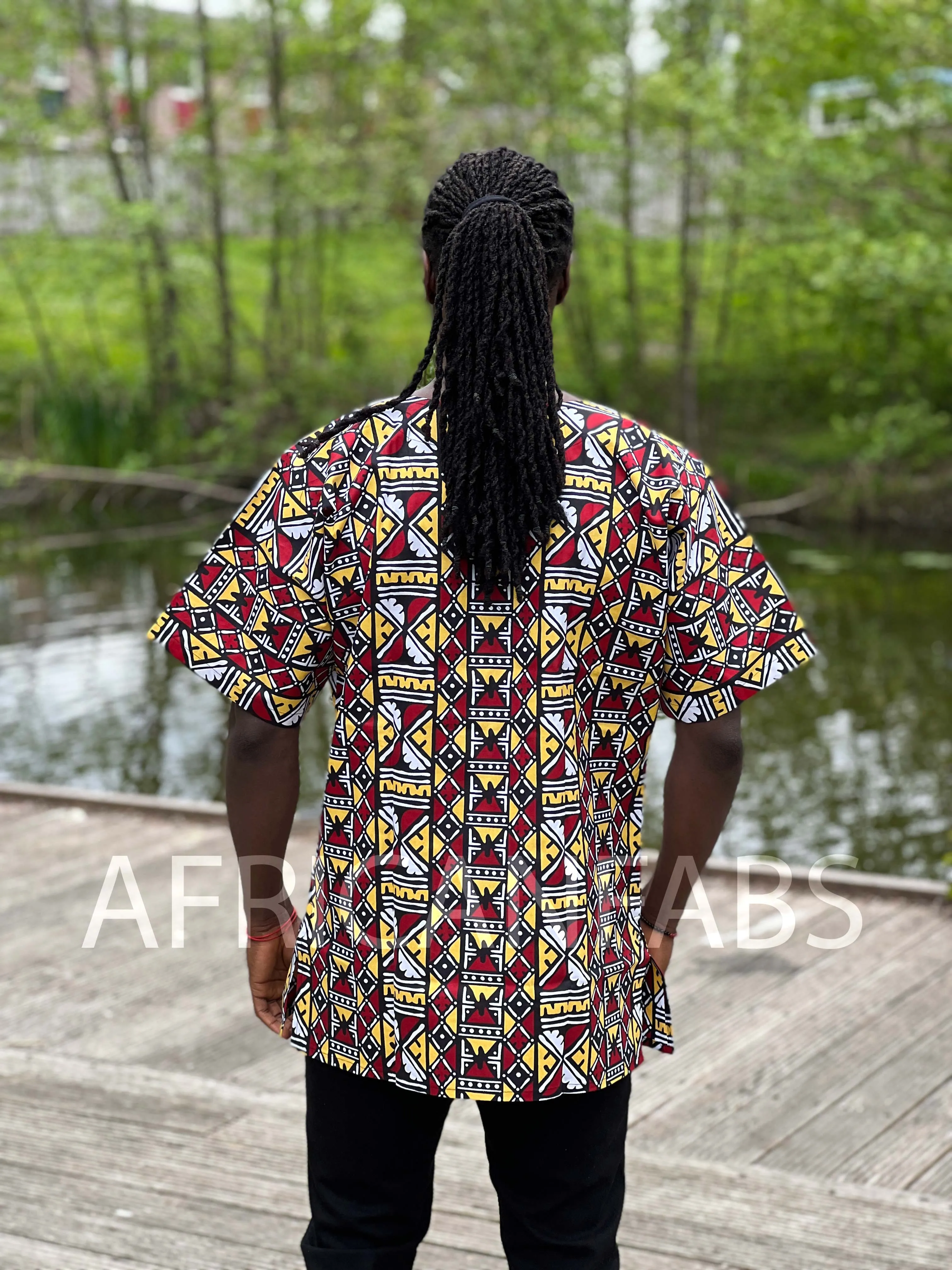 Beige / white Bogolan Dashiki Shirt / Dashiki Dress - African print top - Unisex