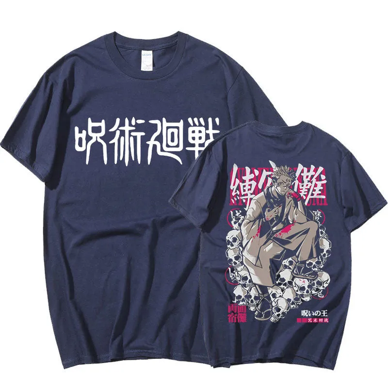 Best Ryomen Sukuna Anime Jujutsu Kaisen T Shirt Men Short Sleeve Cotton Double Sided Graphic Oversized