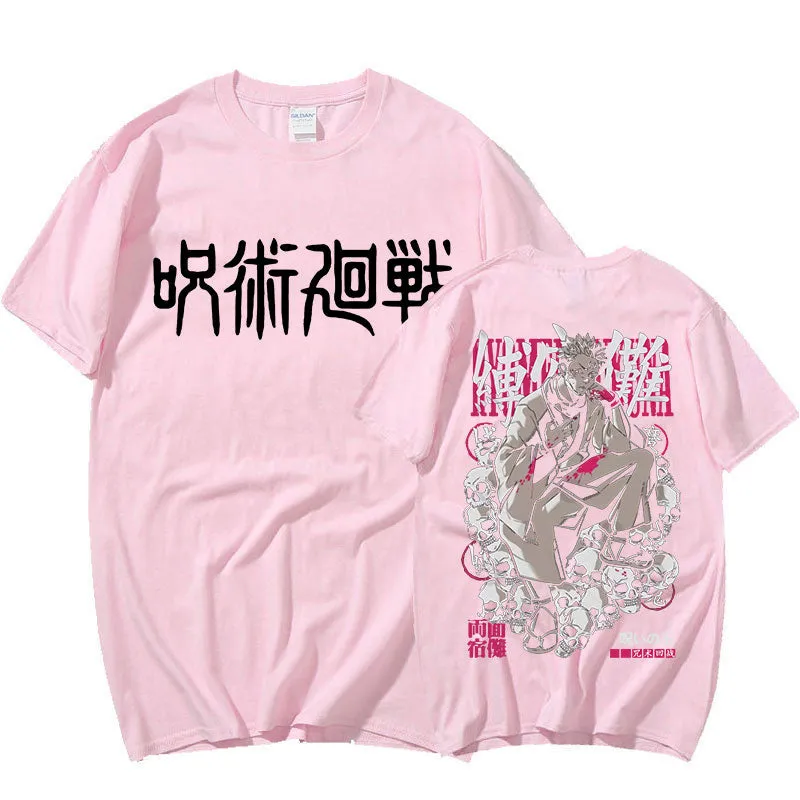 Best Ryomen Sukuna Anime Jujutsu Kaisen T Shirt Men Short Sleeve Cotton Double Sided Graphic Oversized