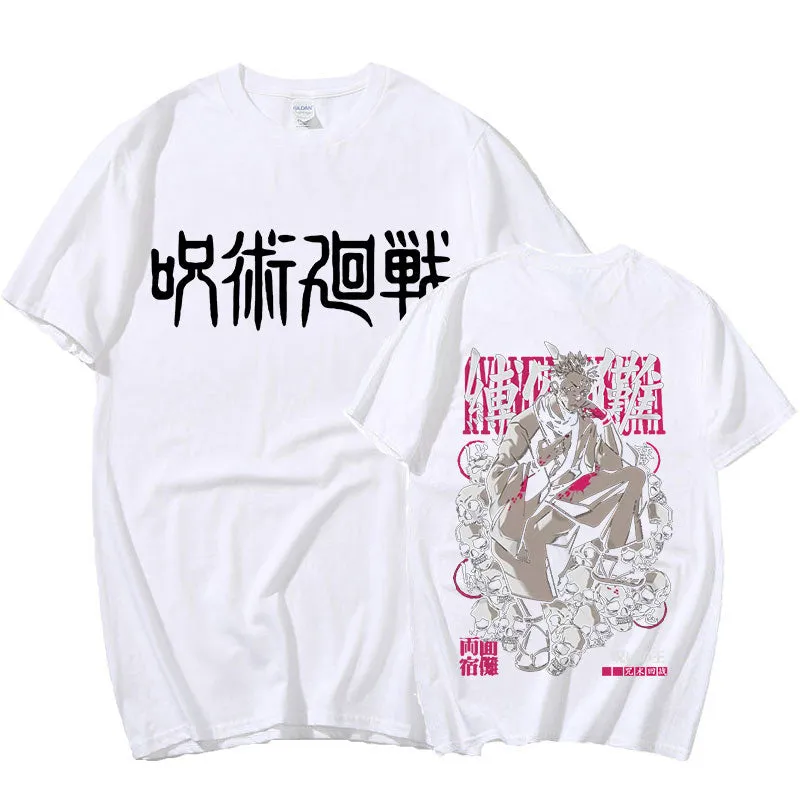 Best Ryomen Sukuna Anime Jujutsu Kaisen T Shirt Men Short Sleeve Cotton Double Sided Graphic Oversized