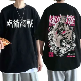 Best Ryomen Sukuna Anime Jujutsu Kaisen T Shirt Men Short Sleeve Cotton Double Sided Graphic Oversized