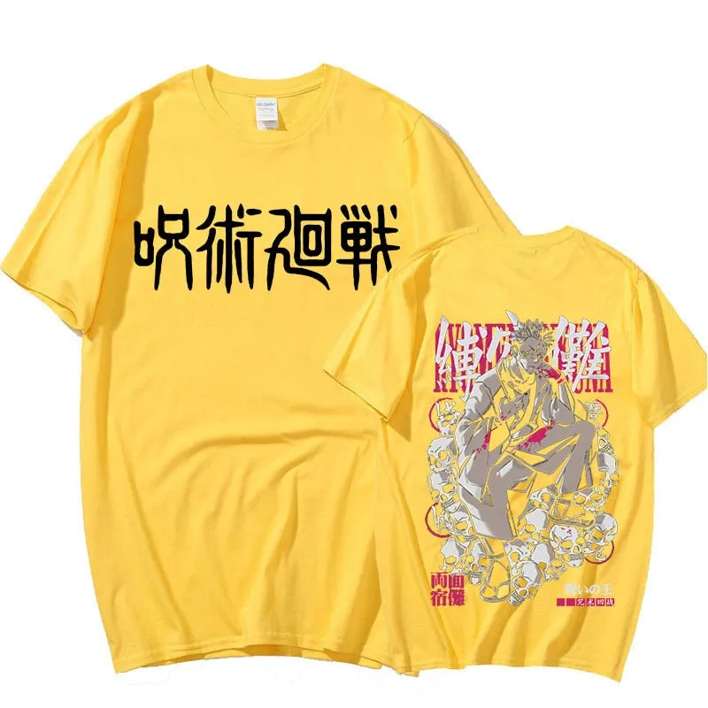 Best Ryomen Sukuna Anime Jujutsu Kaisen T Shirt Men Short Sleeve Cotton Double Sided Graphic Oversized