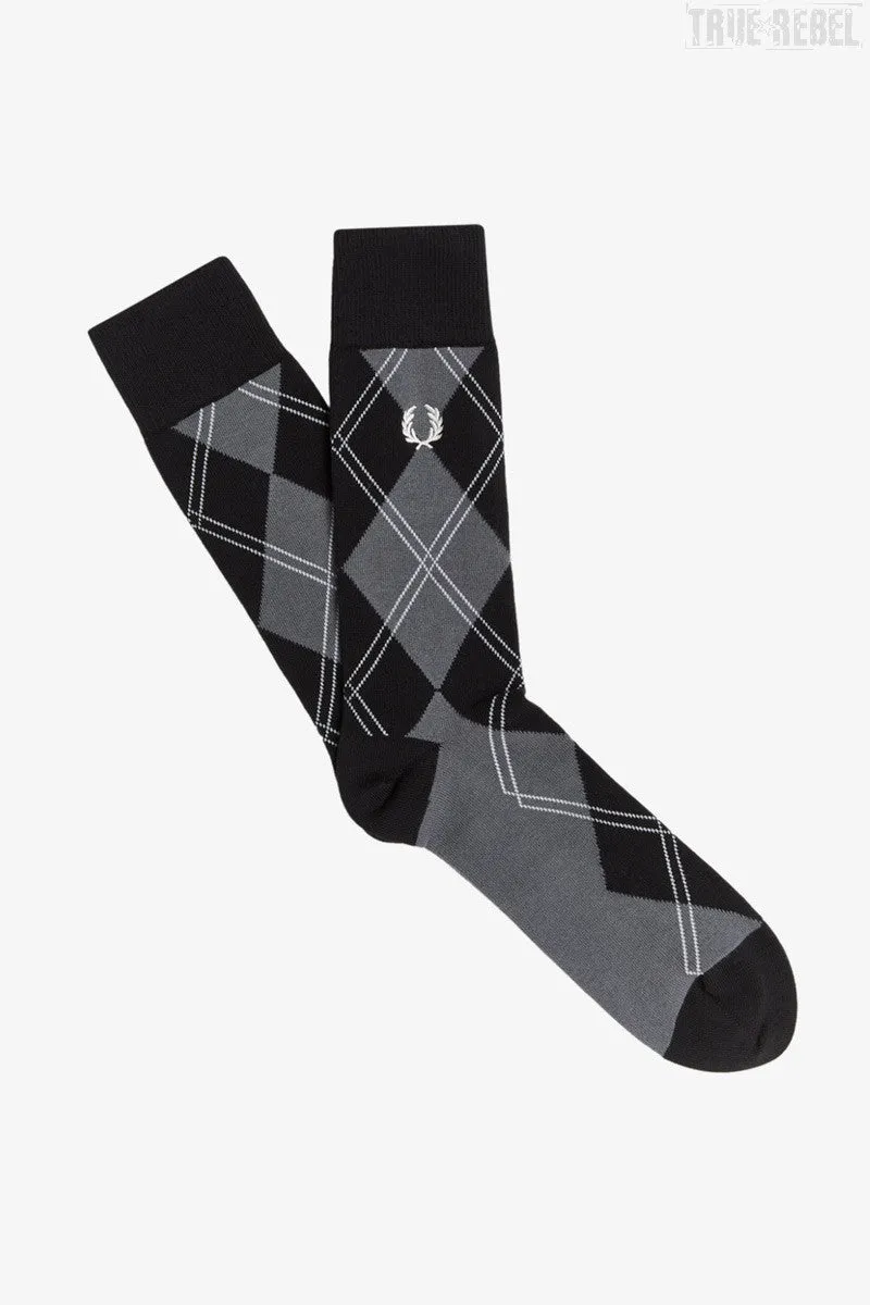 BLACK MODERN ARGYLE SOCKS