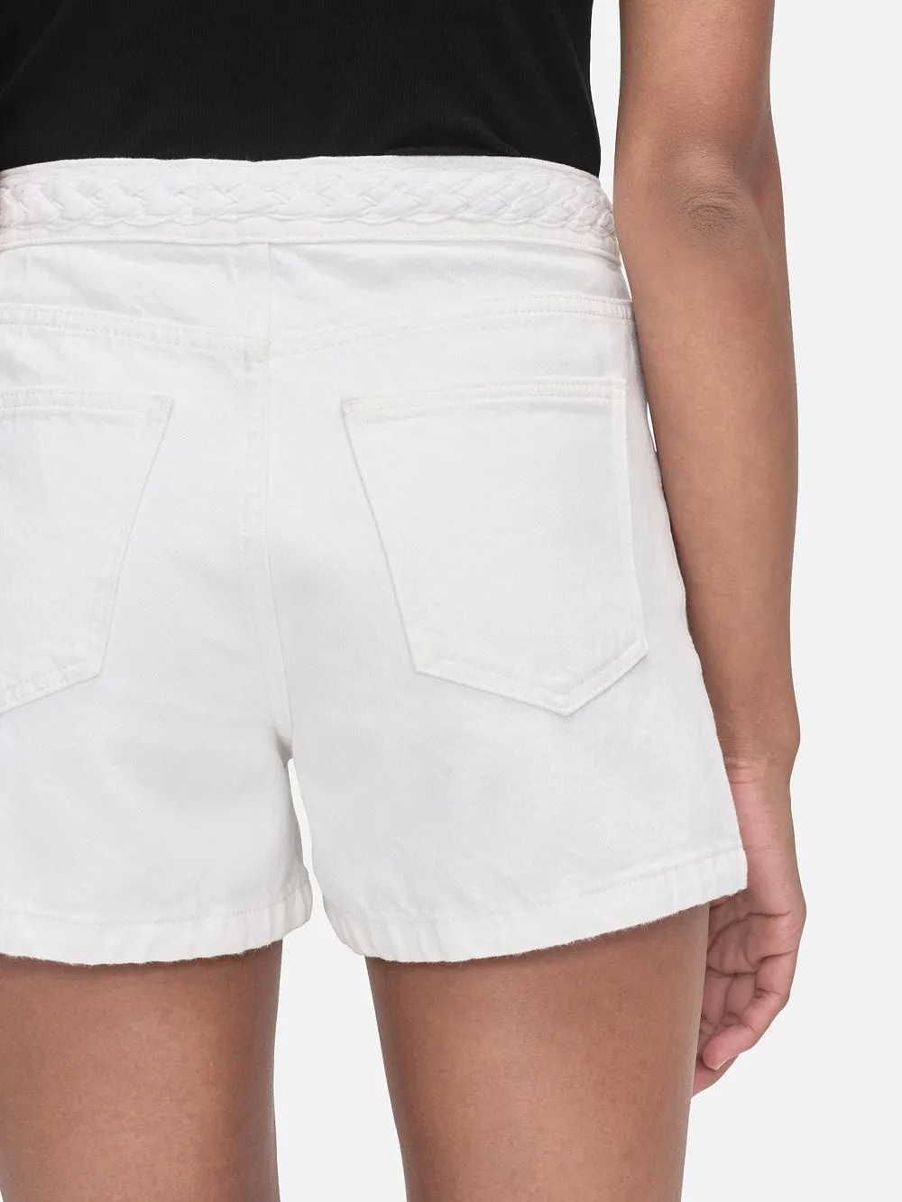 Braided Waistband Short -- White