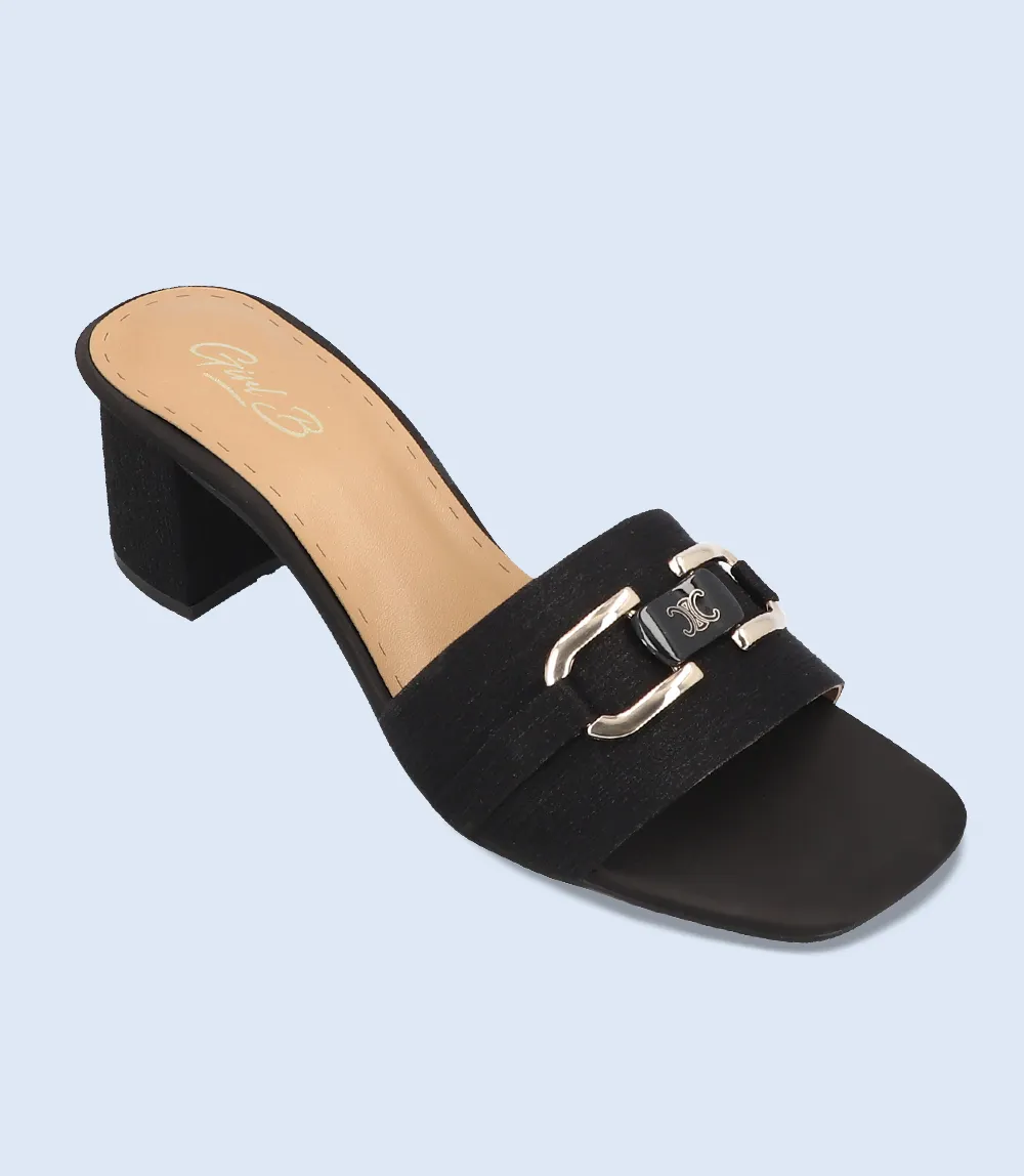 BW7301-BLACK-Women Formal Slipper Heels