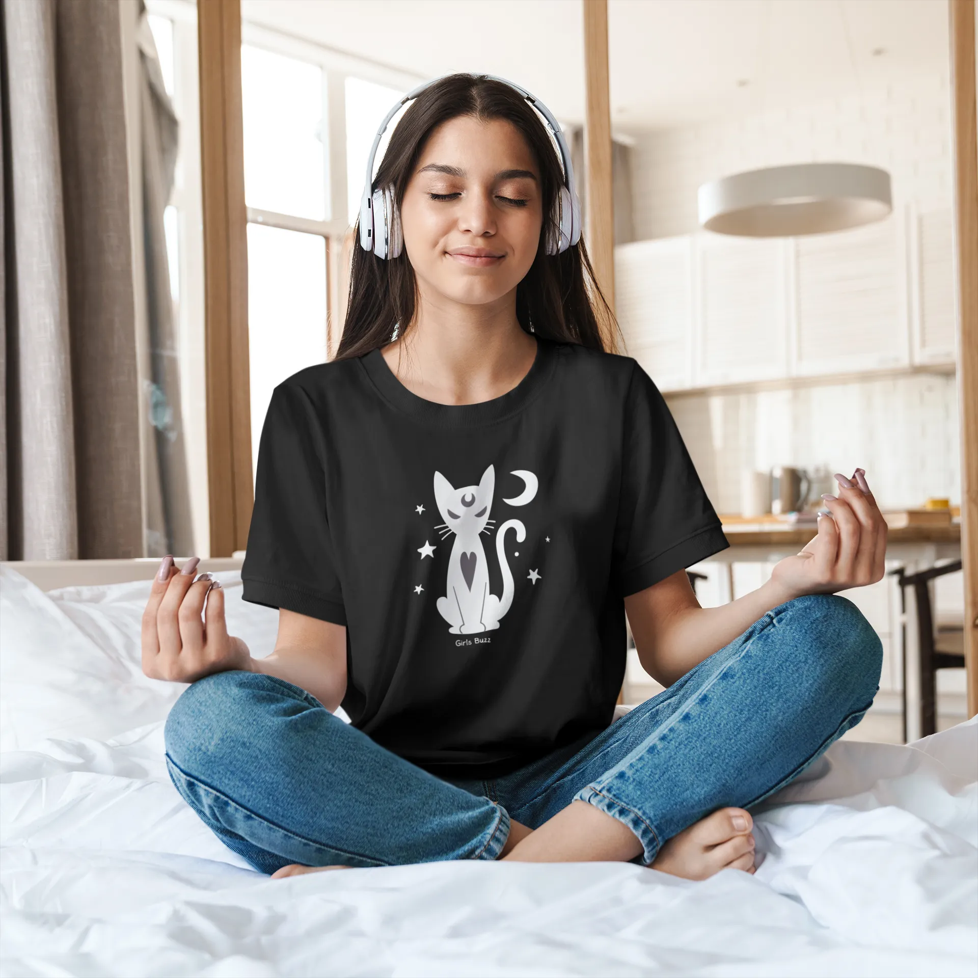 Cat Feng Shui Yoga Oversized Tee