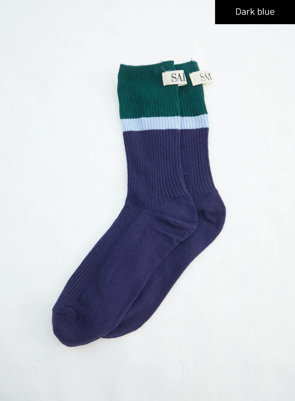 Color Block Ribbed Knit Socks IN316