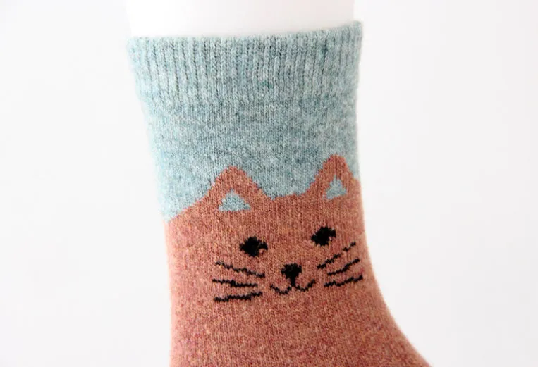 Cozy and Warm | Wool Socks | Pink Cat