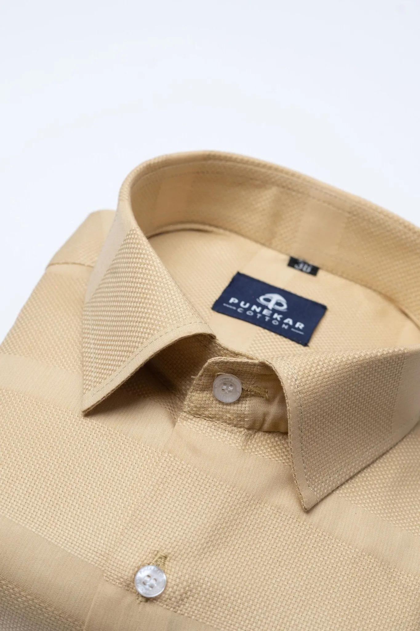 Cream Color Pure Cotton Wide Stripe Shirt For Men