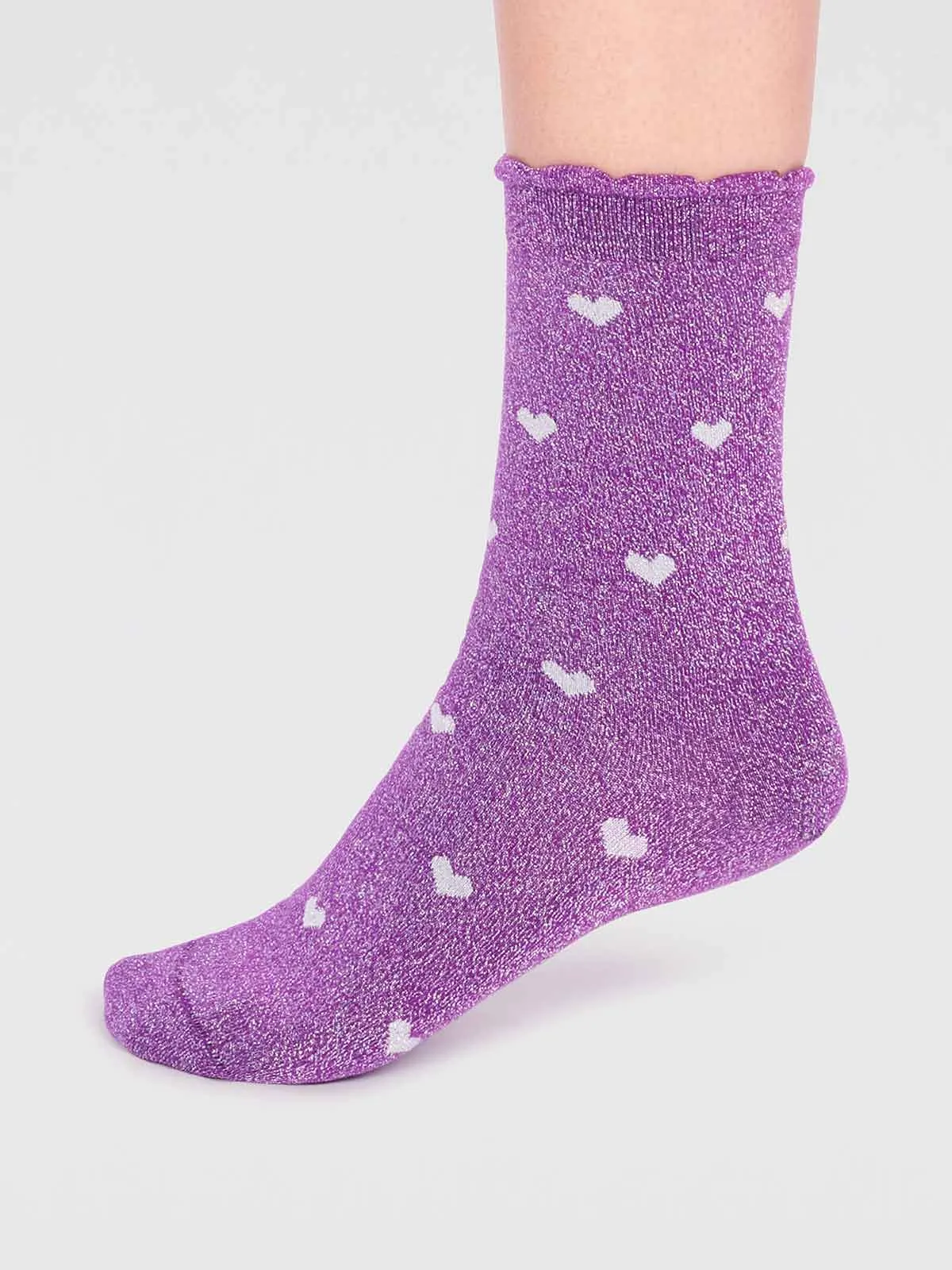 Crystelle Heart Sparkle Sock - Plum Purple