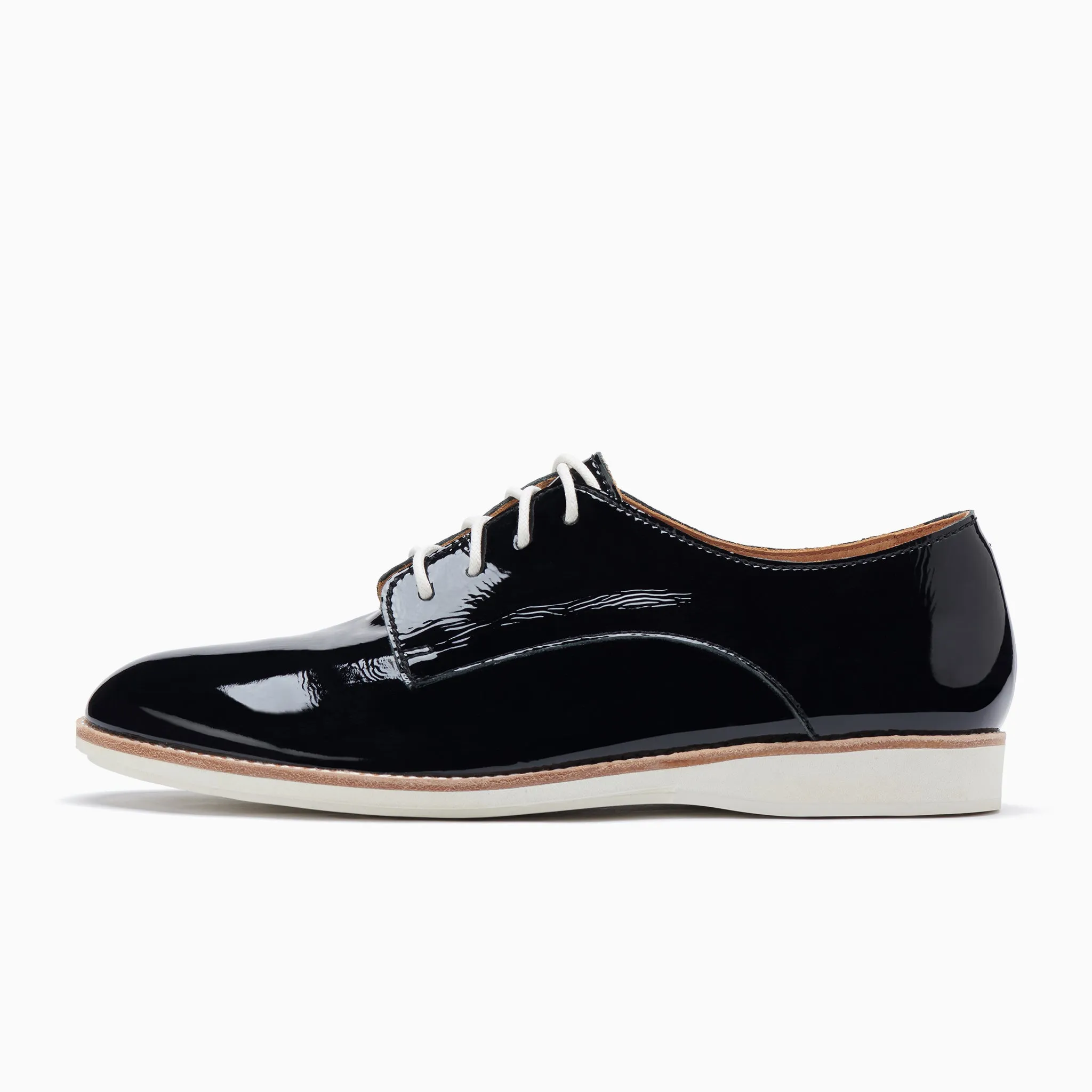 Derby Super Soft Black Patent Crinkle Leather