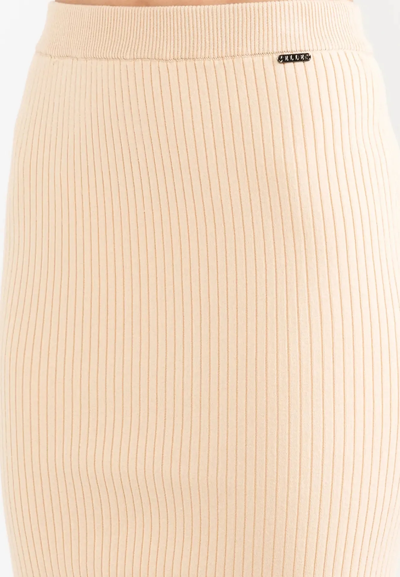 ELLE Apparel Ribbed Knit Side Slit Pencil Skirt