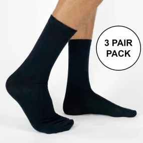 Extended Size Flat Knit Cotton Dress Socks for Men - 3 Pack