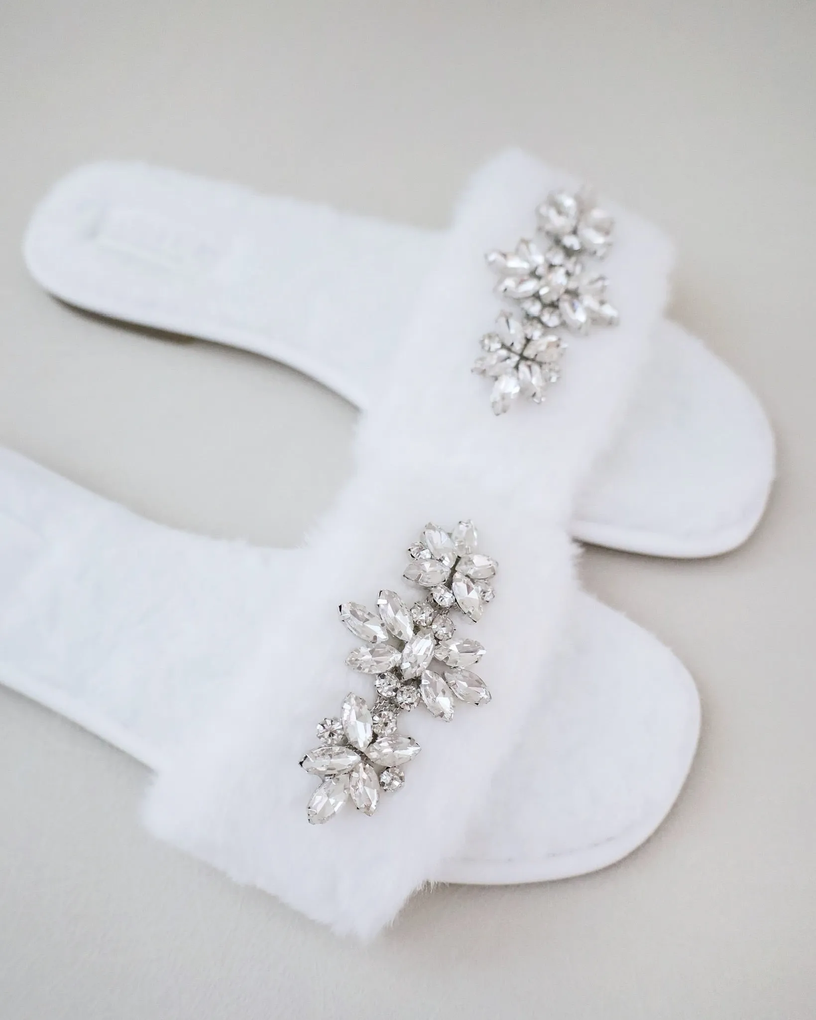 Faux Fur Slide Flat Sandals with Asteria Brooch