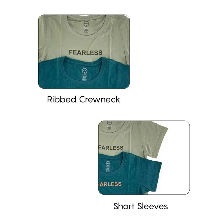 Fearless Women's Short Sleeve Crewneck T-Shirt, Poly Cotton Tee - 2 Pack (Blue Fog & Desert Sage)