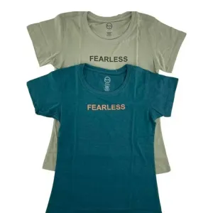 Fearless Women's Short Sleeve Crewneck T-Shirt, Poly Cotton Tee - 2 Pack (Blue Fog & Desert Sage)