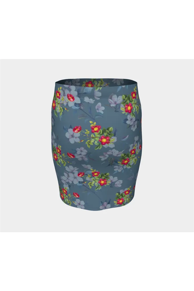 Floral Gray Fitted Skirt