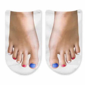 Funny Red, White, and Blue Feet Socks for Women