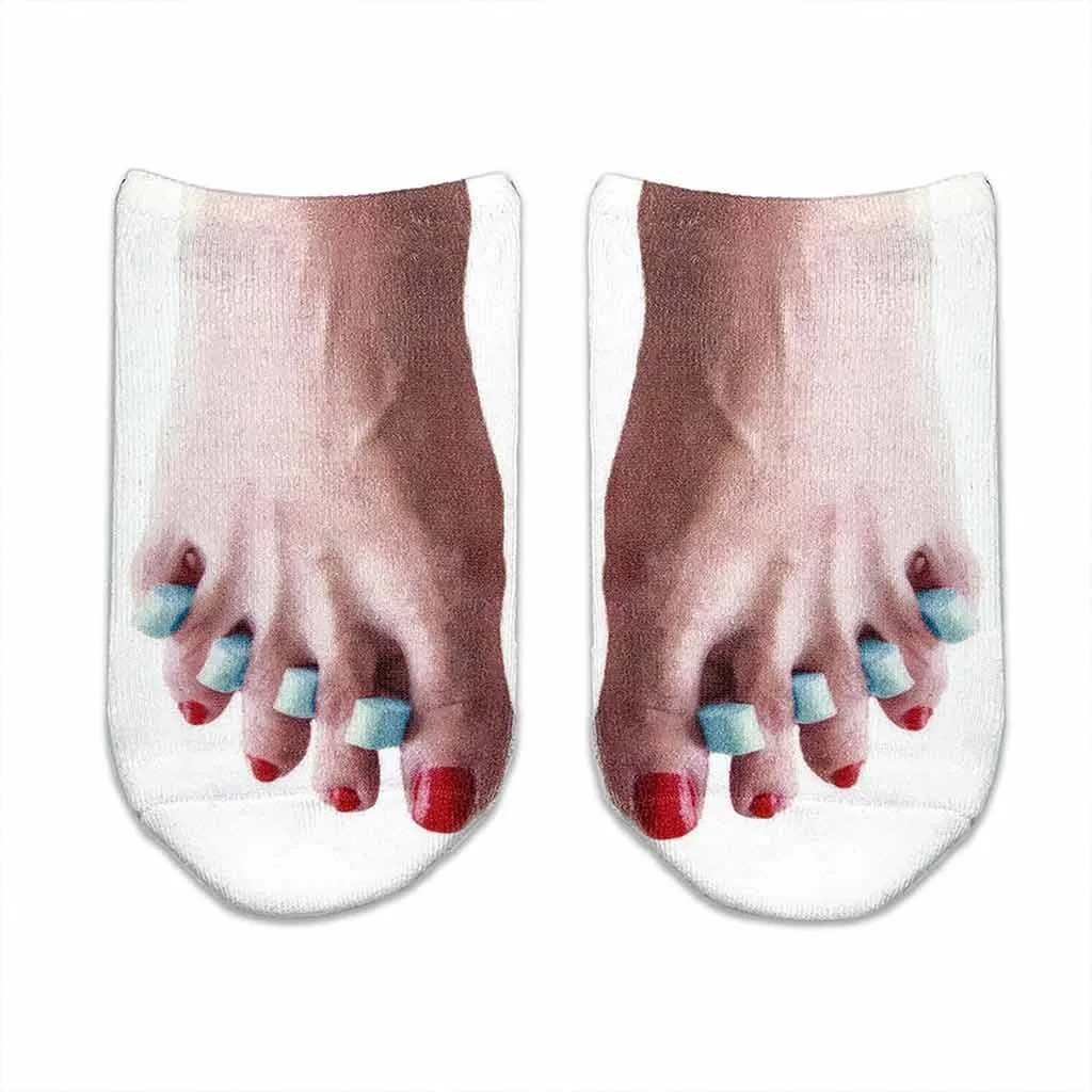 Funny Red, White, and Blue Feet Socks for Women