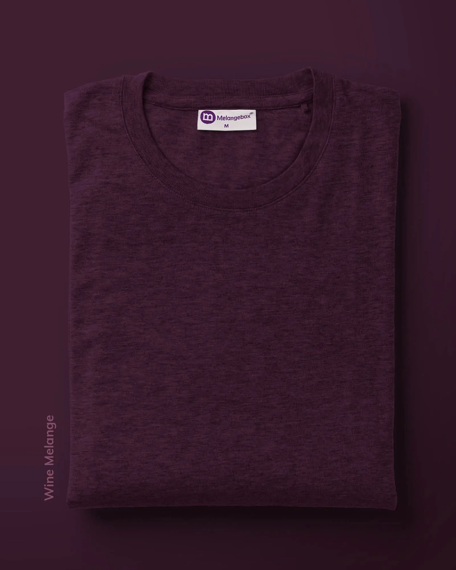 Half Sleeves Crew Neck: Wine Melange