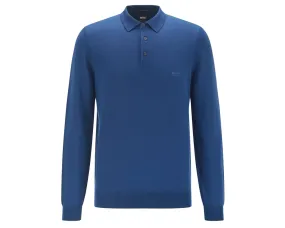 Hugo Boss Bono L 50435429 417 Virgin Wool Polo Shirt Blue