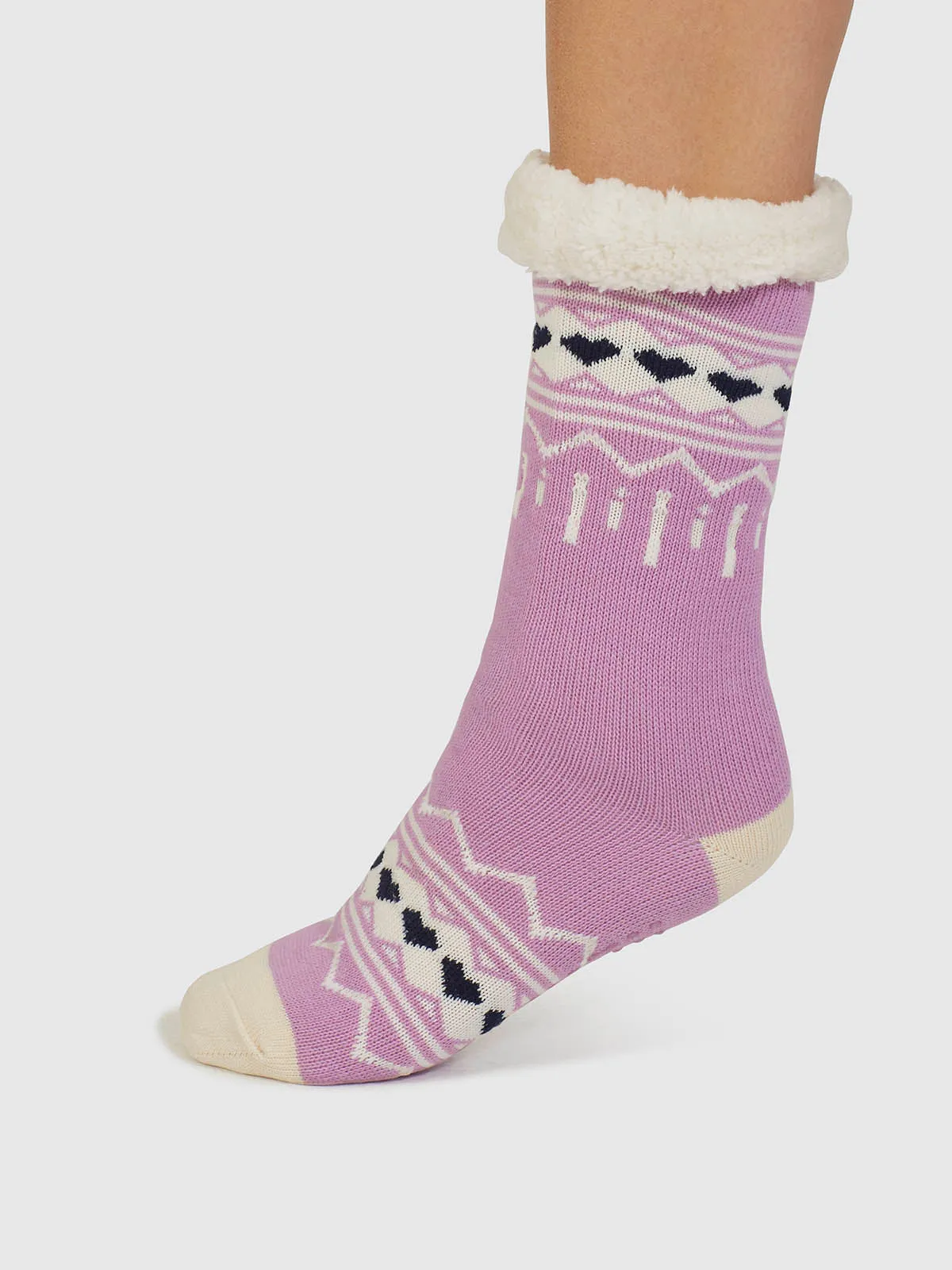 Ilah Fair Isle Slipper Socks - Dusk Lilac