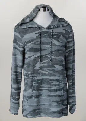 'Keren Hart' Women's Knit Camo Hoodie - Grey