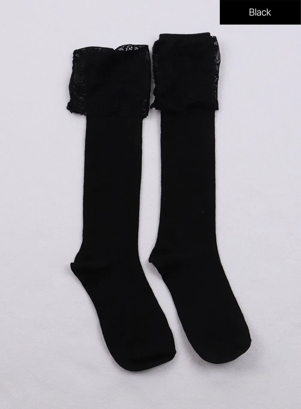 Lace Trim Over-Calf Socks CJ423