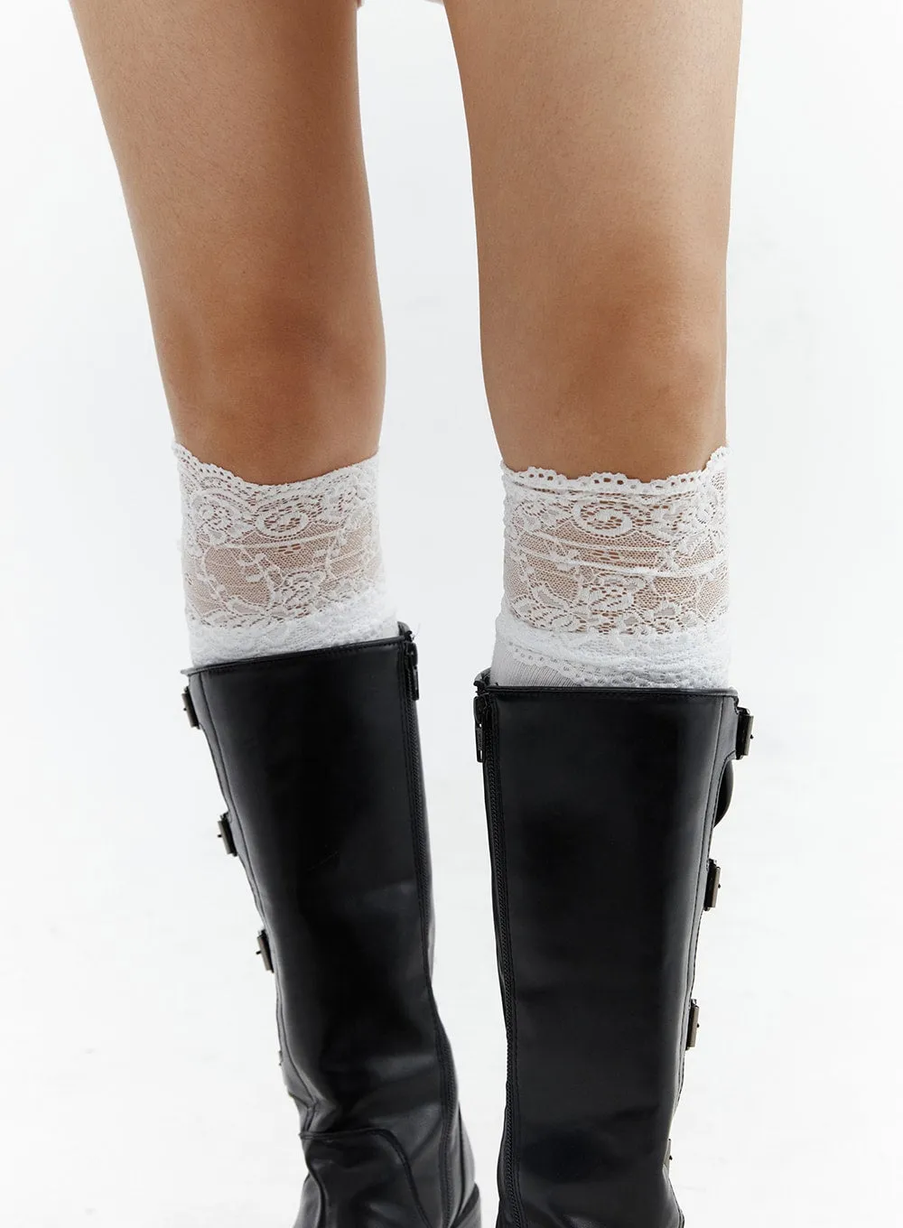 Lace Trim Over-Calf Socks CJ423