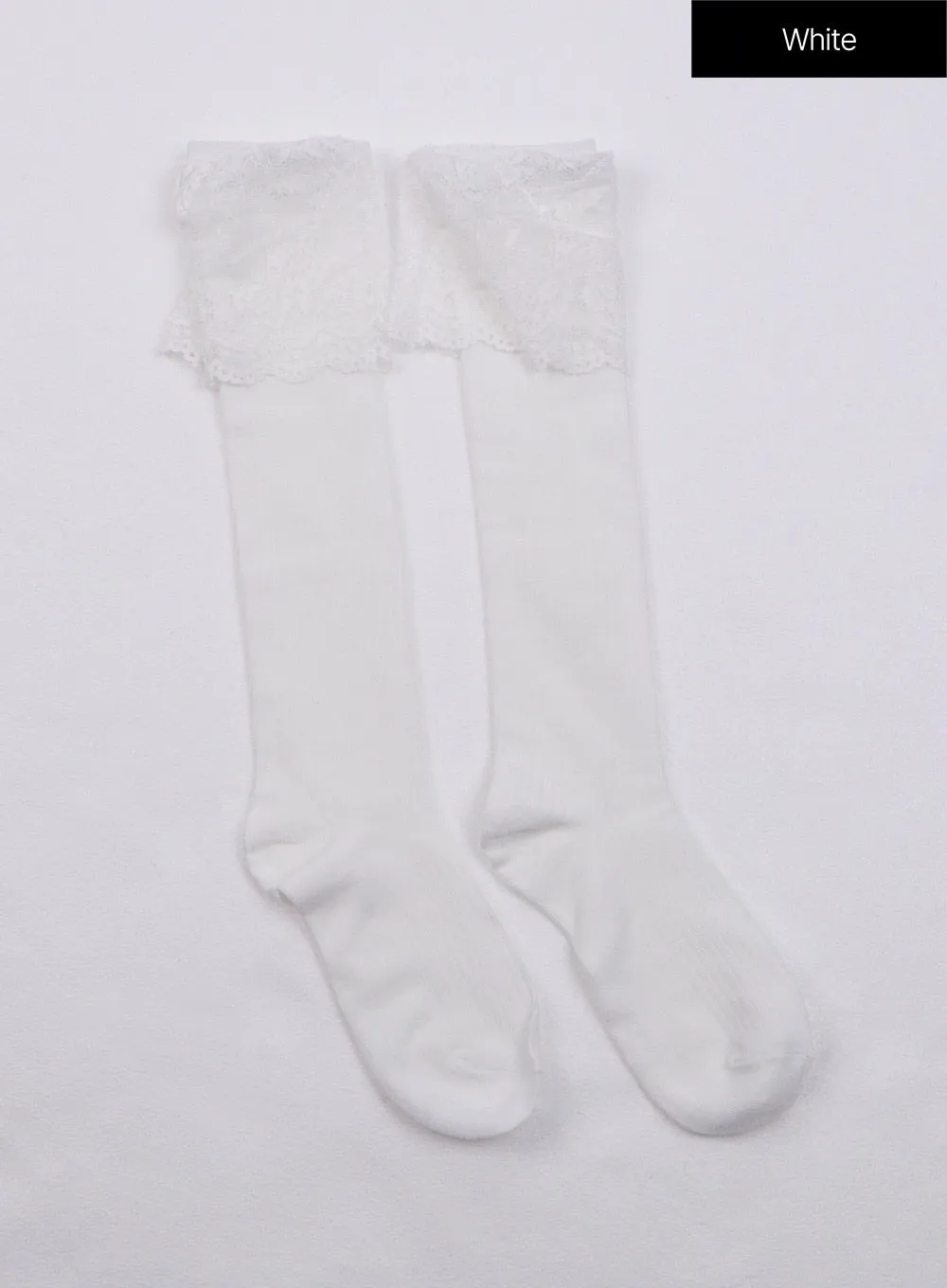 Lace Trim Over-Calf Socks CJ423