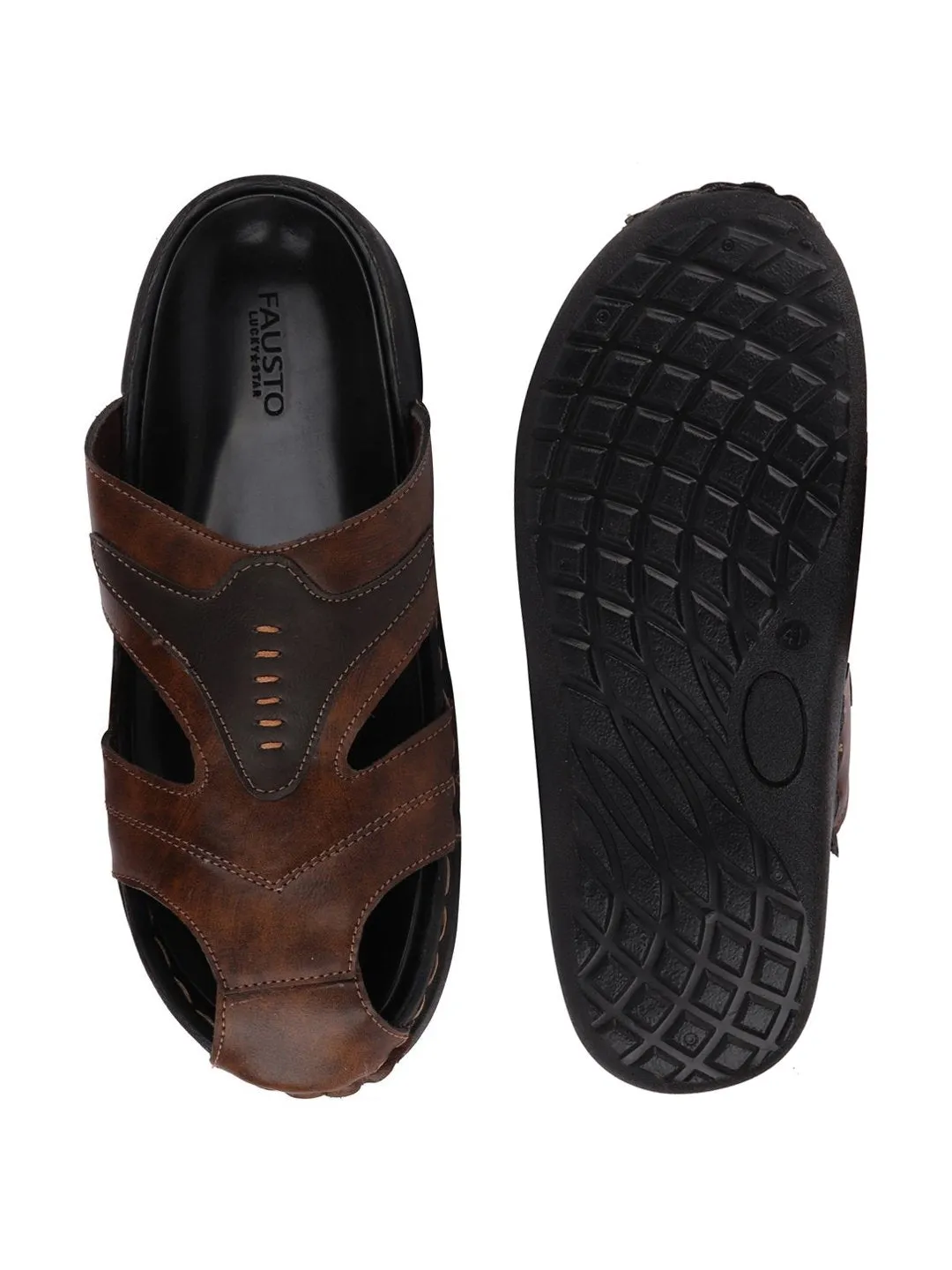 Men Brown Casual Slip-On Fishermen Sandals