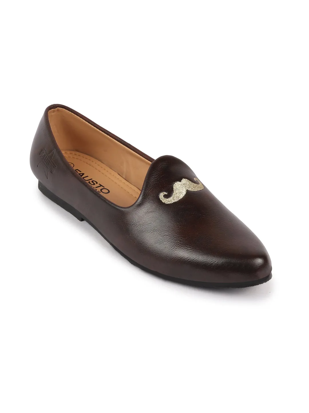 Men Brown Ethnic Slip-On Juttis