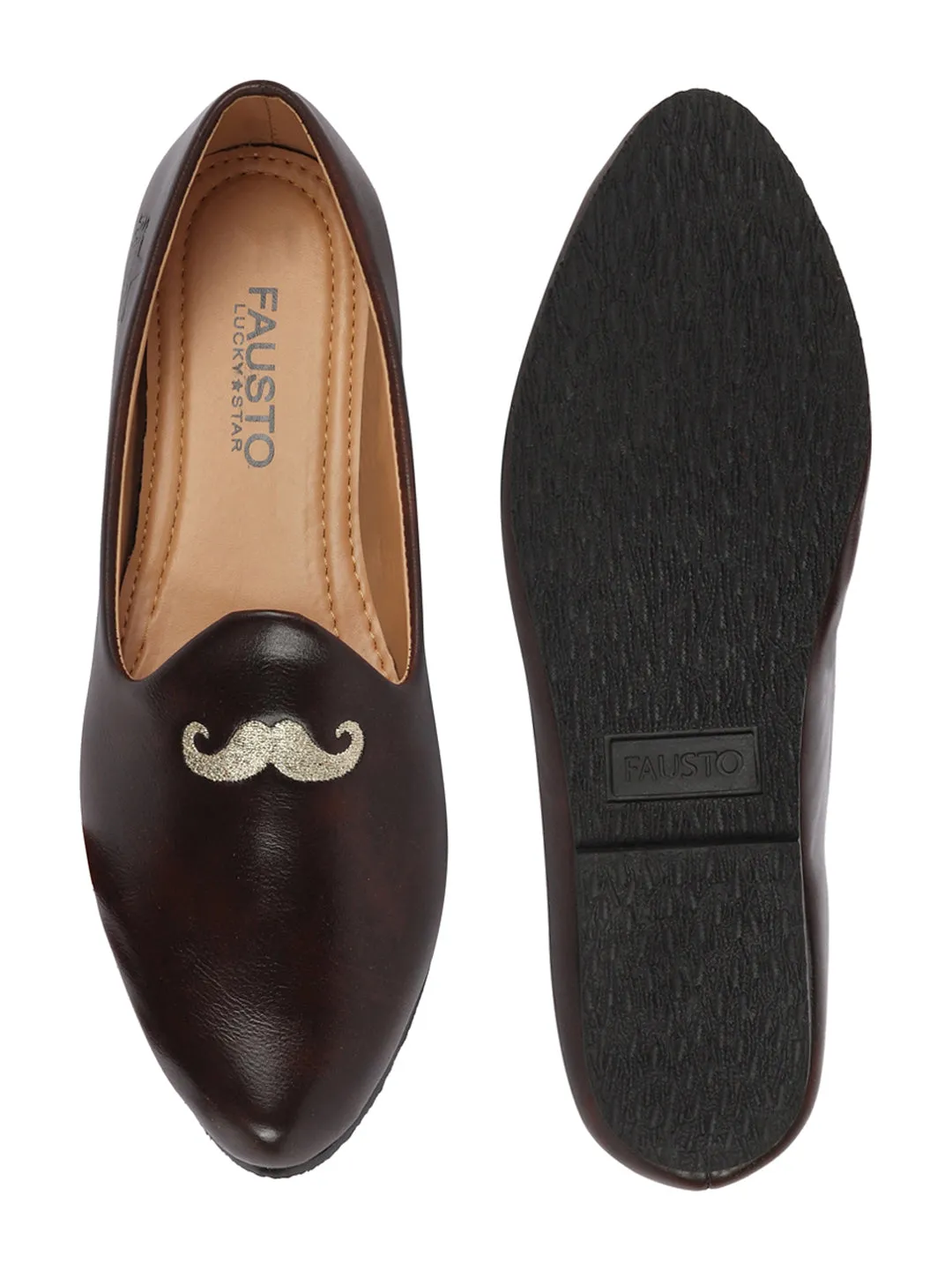 Men Brown Ethnic Slip-On Juttis