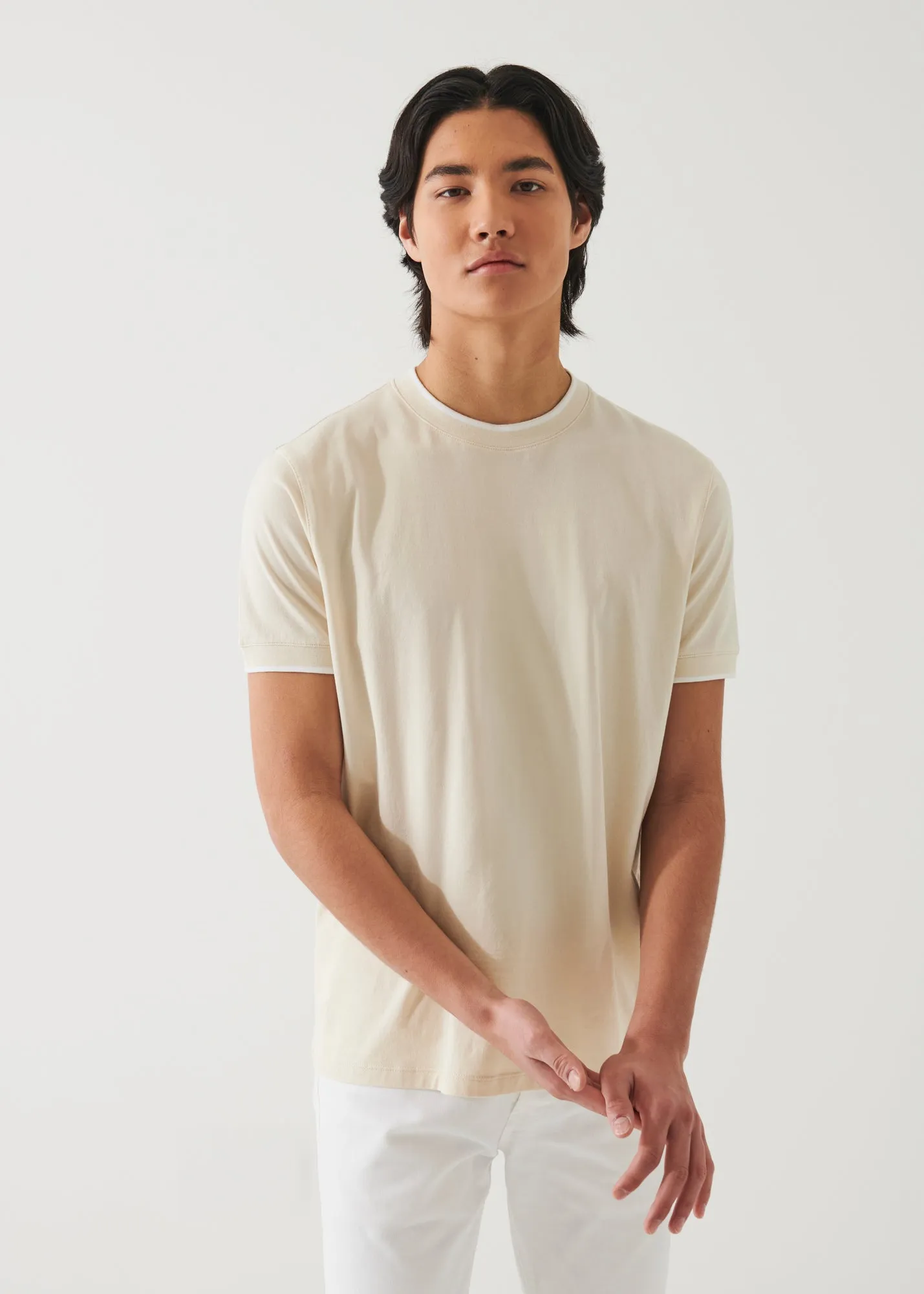 MERCERIZED PIMA COTTON TIPPED T-SHIRT