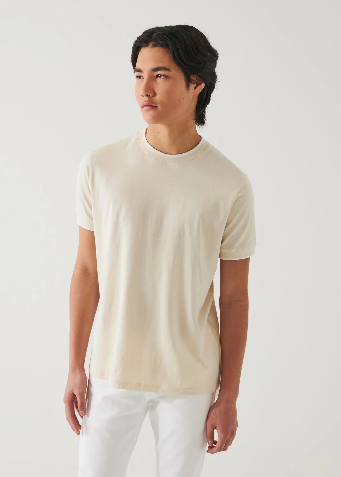 MERCERIZED PIMA COTTON TIPPED T-SHIRT