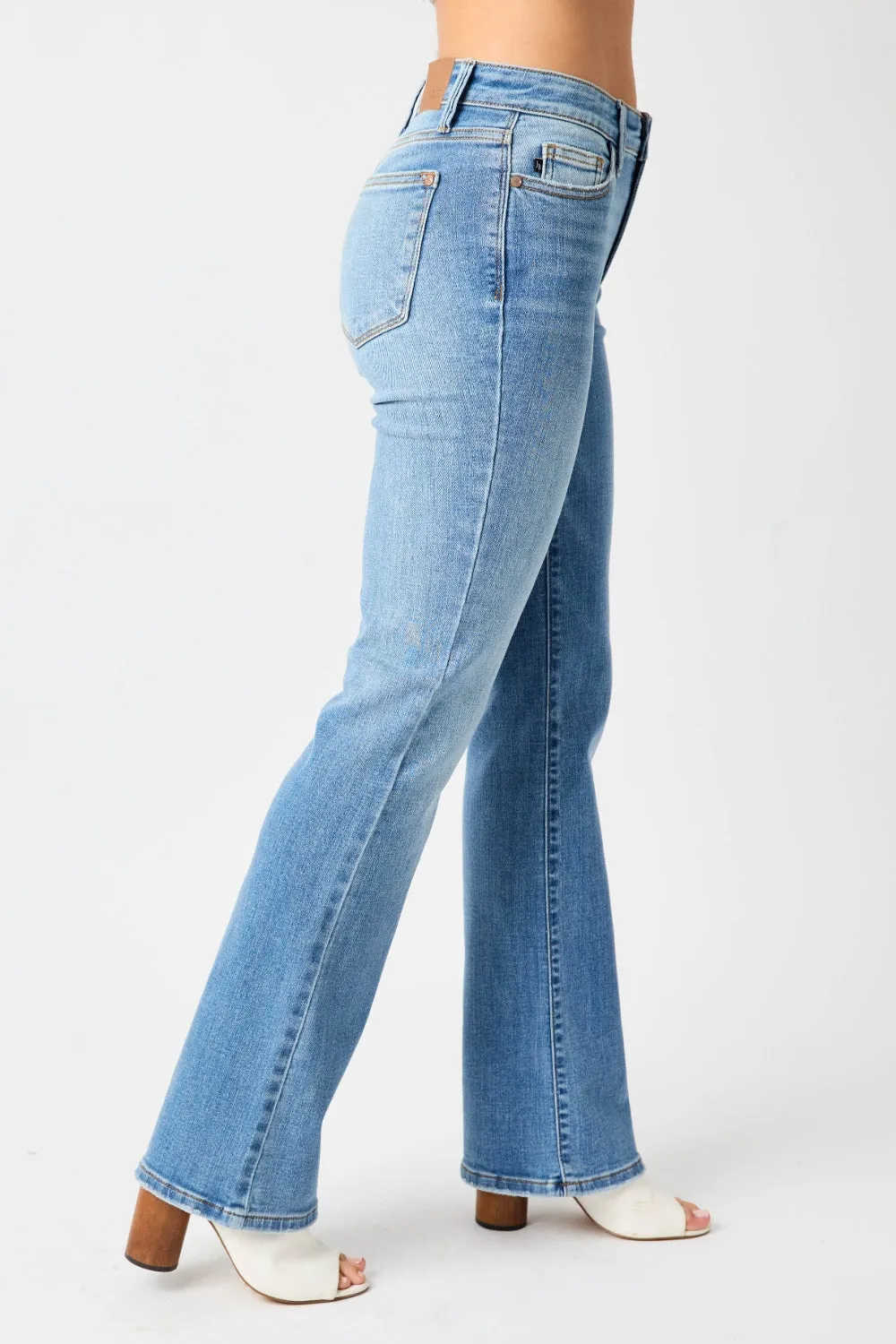 Mid Wash Full Size High Waist Straight Jeans