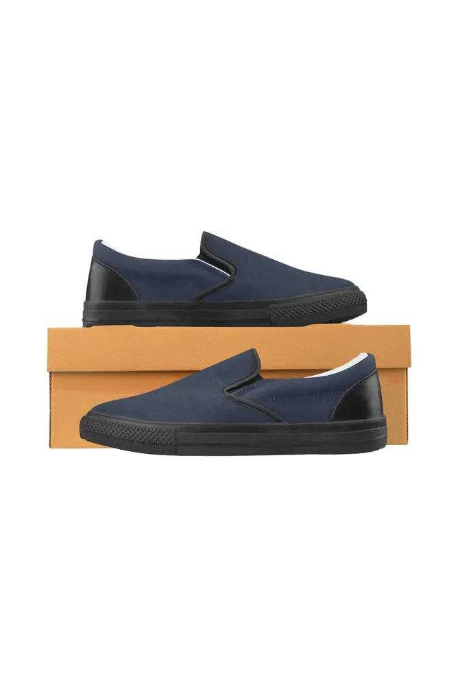 Midnight Blue Men's Slip-on Canvas Shoes (Model 019)