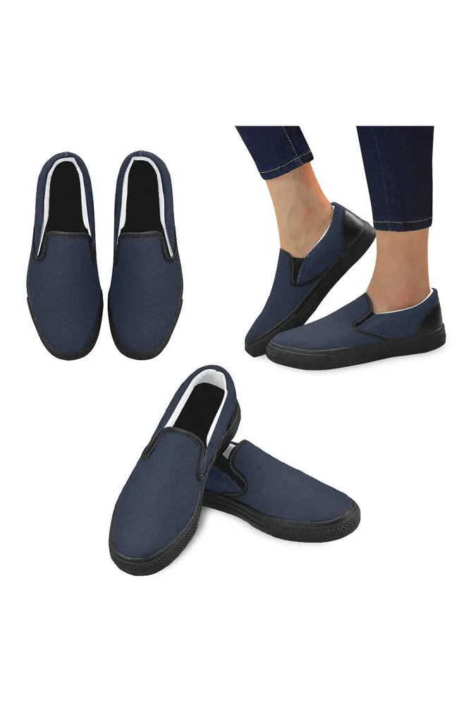 Midnight Blue Men's Slip-on Canvas Shoes (Model 019)