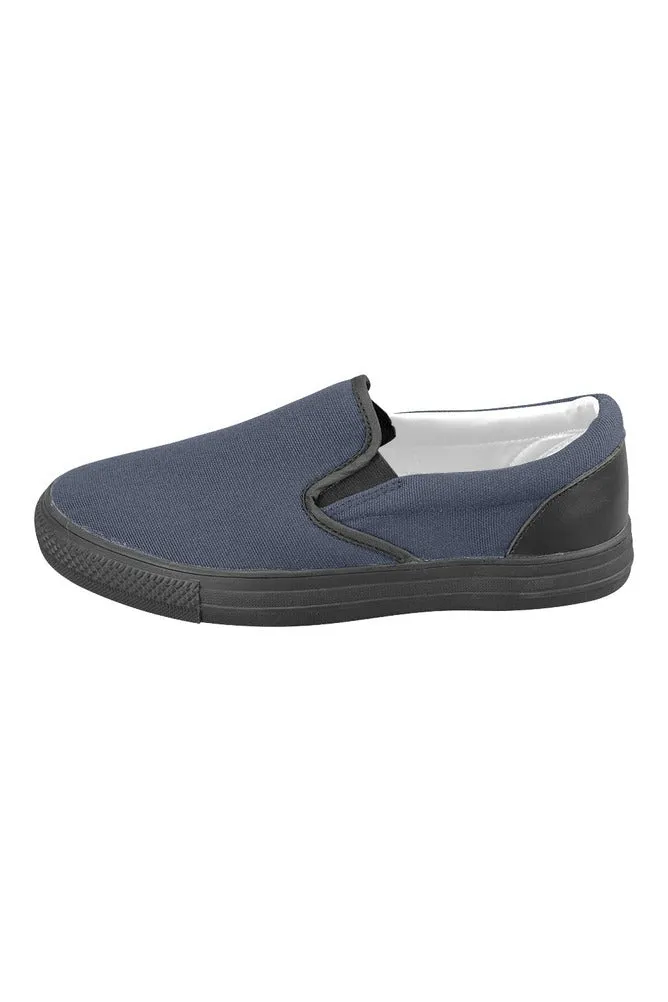 Midnight Blue Men's Slip-on Canvas Shoes (Model 019)