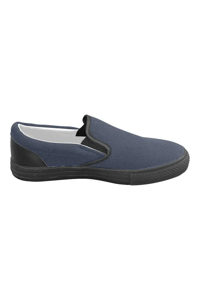 Midnight Blue Men's Slip-on Canvas Shoes (Model 019)