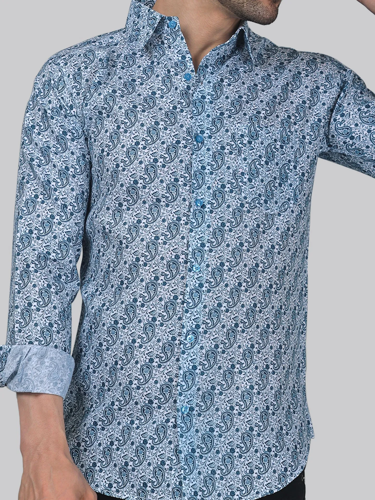 Mystic Men's Printed Full Sleeve Cotton Button-Up Shirt For Men