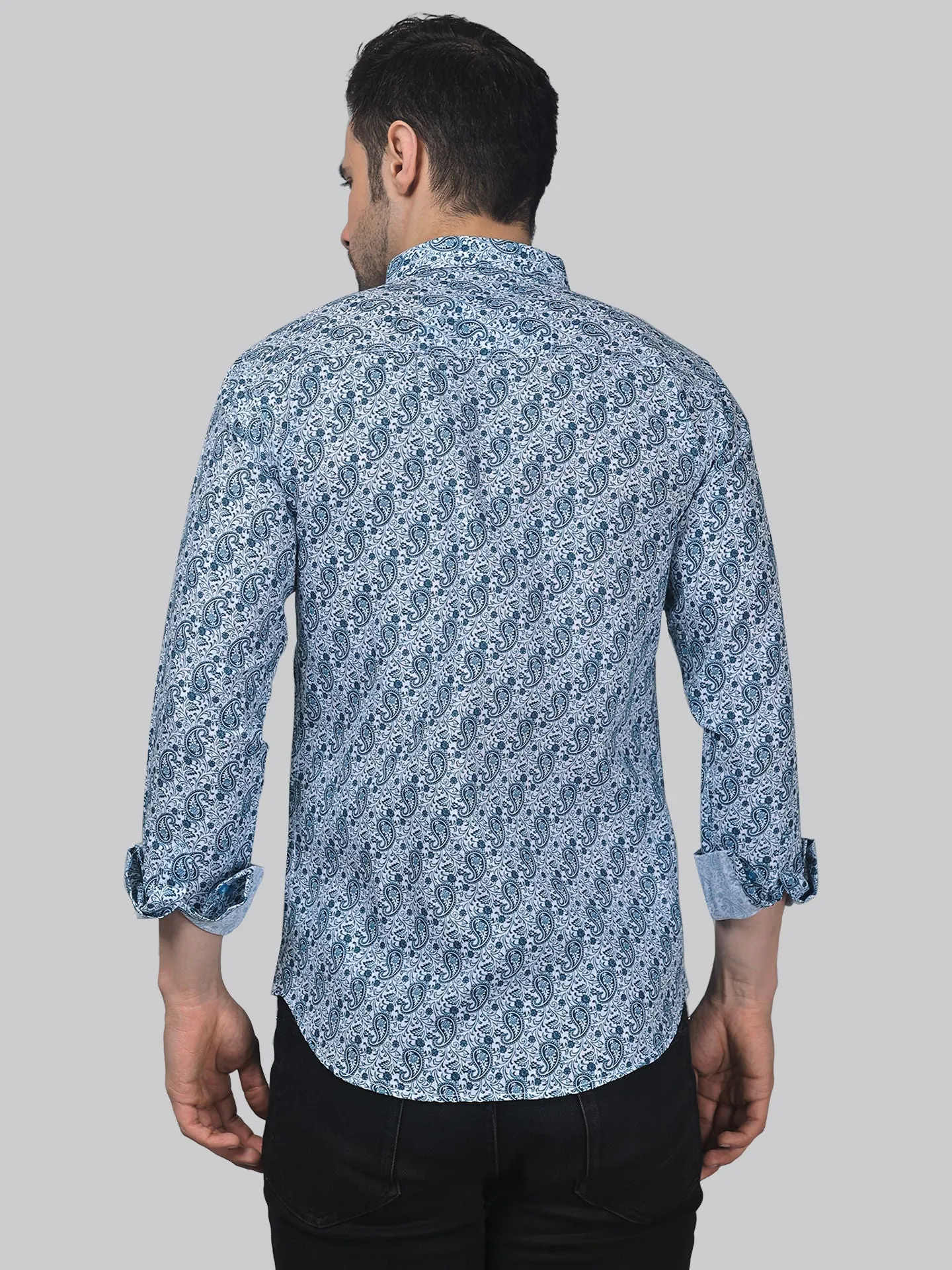 Mystic Men's Printed Full Sleeve Cotton Button-Up Shirt For Men