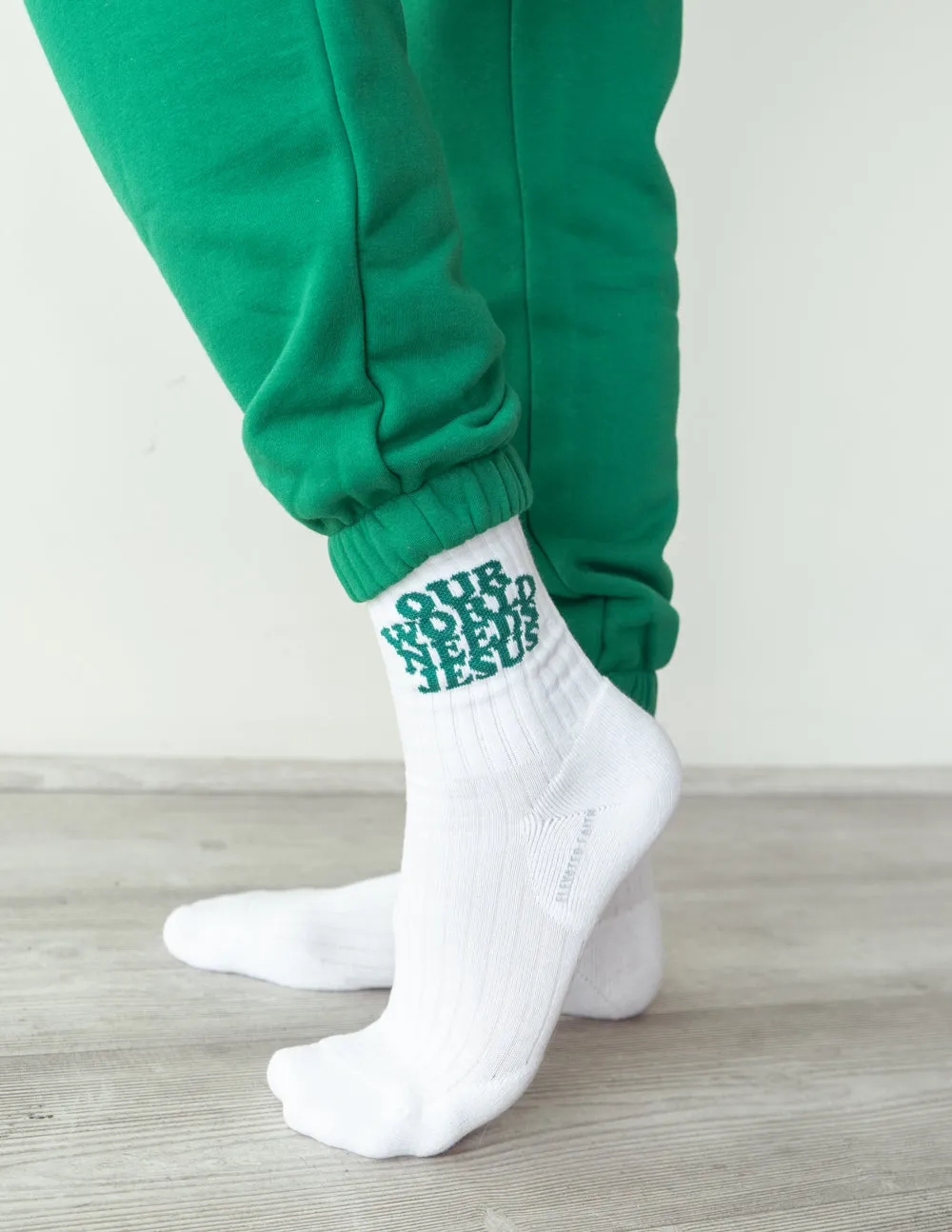 Our World Needs Jesus Socks