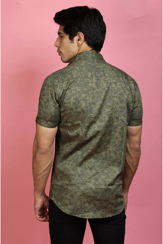 Printed Half Sleeve Shirt - Men Casual Dusk Printed Shirt