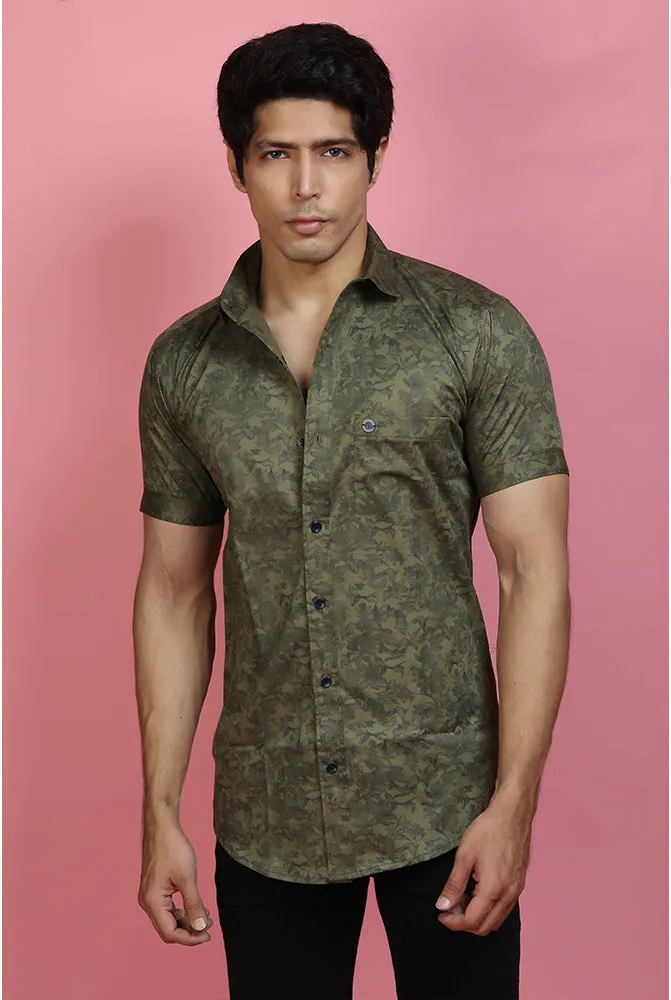 Printed Half Sleeve Shirt - Men Casual Dusk Printed Shirt